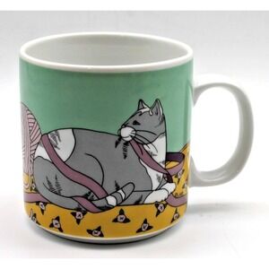Mary Lake-Thompson Silvestri Artistry Coffee Mug Cat Yarn Kitty Cozy Vintage